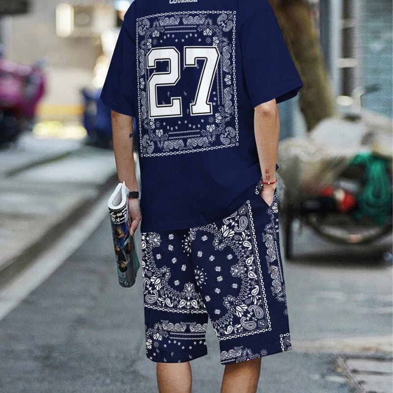 Short-Sleeved T-Shirt Casual Sports Suit Men'S Digital Jersey Fashionable Matching Two-Piece Me2-Ma1 - Image 5